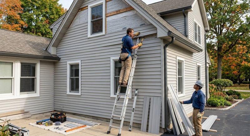 Our team working on Siding Service projects in South Burlington, VT